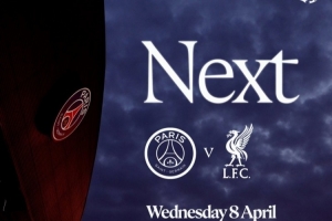 利物浦社媒发布海报预热对阵巴黎首回合，王子公园球场出镜