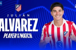 任意球世界波！阿尔瓦雷斯当选马竞2-0巴萨一役全场最佳