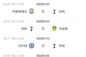 保级决战！热刺剩余赛程：3主3客 客战维拉+切尔西 末轮踢埃弗顿