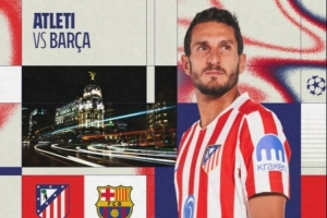 冲击4强!马竞官推晒欧冠次回合对阵巴萨海报,队长科克出镜