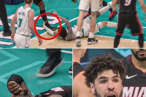 抓脚踝导致阿德巴约摔伤后还跟裁判抱怨 三球遭吐槽：下三滥动作