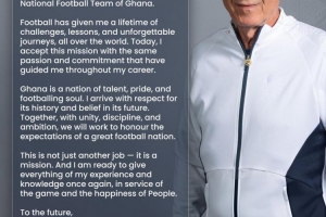 奎罗斯公开信：执教加纳不仅仅是另一份工作，而是一种使命，