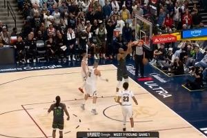 这么凶的嘛？戈贝尔挤开约基奇暴起放篮命中 又前场板双手补扣！