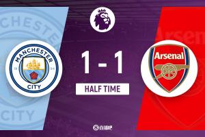 半场-曼城暂1-1阿森纳 谢尔基一条龙多纳鲁马超巨失误哈弗茨扳平